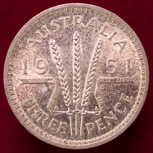 Australia Threepence 1951 PL - Rey Jorge VI - 0,50 Plata (L0307) - Imagen 1 de 2