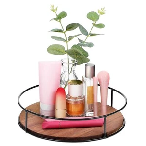 Wooden Rotating Serving Tray Round Decorative Turntable Organizer for Vanity ... - Picture 1 of 9