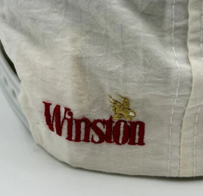 Vtg Winston Cigarettes Nylon Hat Mens White SnapBack Embroidered Retro 80s 90s - Image 1 of 4
