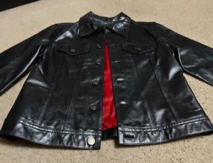 Vintage Ralph Lauren Leather Jacket Womens MEDIUM Trucker Lined 90s Y2K Biker - Picture 1 of 21