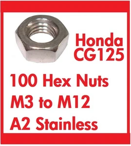 Honda CG125 - Stainless Nuts (x100) Metric/Metric Fine - Picture 1 of 1