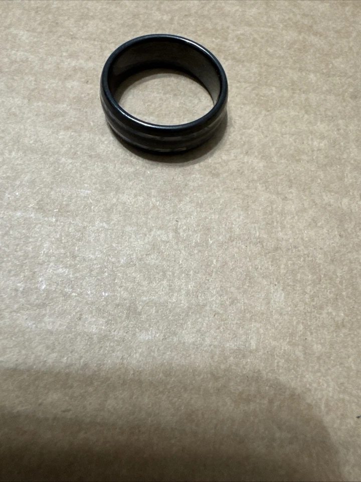Anillo de tungsteno para hombre con acabado negro brillante y ópalo talla 12 Foto 1 de 4