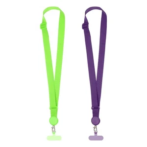 2Pack Adjustable Phone Lanyard for Smartphones, Fluorescent Green/Dark Purple - Photo 1/6