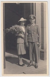 WW2 German Heer Army NCO Photo Portrait Postcard w/ Awards & Badges EK2 IAB EK1 - Foto 1 di 2