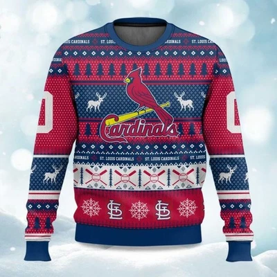 2025 Christmas Cardinals Baseball Personalized Ugly Sweater - Christmas Gift - Image 1 of 4