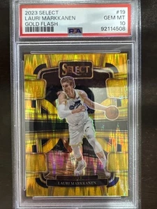 2023-24 Select #19 Lauri Markkanen Gold Flash 1/10SP 💎 PSA 10  - Bookend - POP1 - Picture 1 of 3