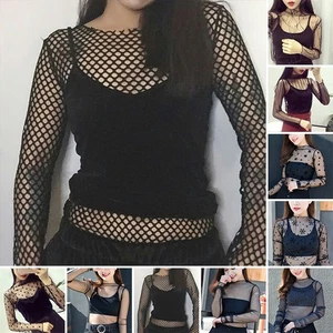2019 Fashion Tops Shirt Slim Star Blouses Gauze Transparent Lace Women - Picture 1 of 19