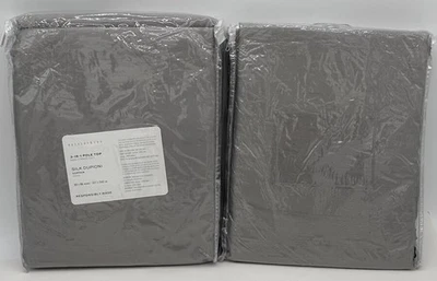 Pottery Barn Silk Dupioni Cotton Lined Drape Curtain (2) ~ 50 x 96 Platinum Gray - Image 1 of 2