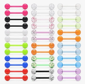 Lcolyoli 36Pcs 14G Glow in Dark Flexible Acrylic Straight Tongue Barbell Tongue - Picture 1 of 4