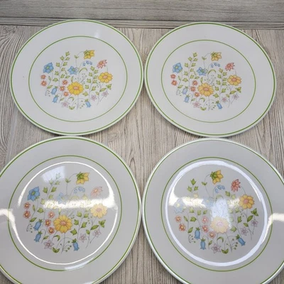 4 Platos Corelle Primavera Prado Floral Jardín Margarita Borde Verde Cena Postre 10 pulgadas Foto 1 de 4
