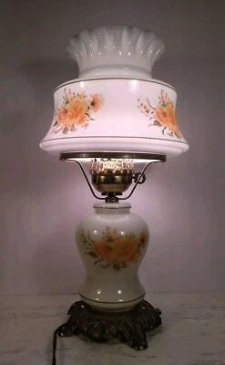 Большая молочная стеклянная белая гостиная лампа, с цветочным рисунком, GWTW, Perty, LEVITON  - Изображение 1 из 4