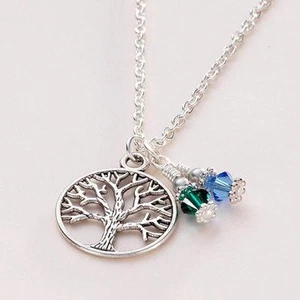 Árbol de la Vida Collar Con Piedras Nacimiento,Familia Nacimiento Personalizado - Imagen 1 de 8