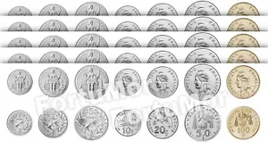 New Caledonia, UNC, 5 (x) 7 Coins SET, 1 2 5 10 20 50 100 Francs 2013 (35 Coins) - Picture 1 of 4