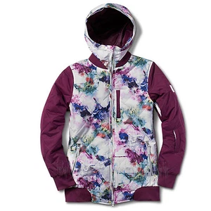 ADIDAS Women's 2016 Snowboard Snow Print / Merlot PUFFLICIOUS JACKET - Picture 1 of 2