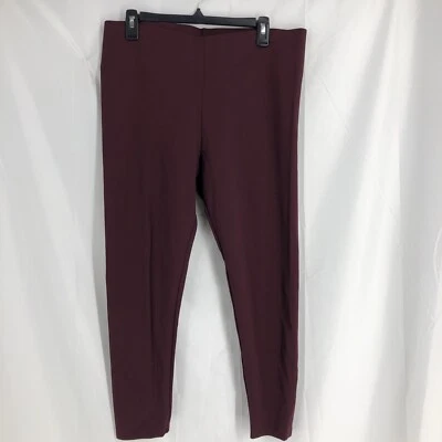 LOFT Chevron Ponte Leggings Womens Large Maroon Ankle Length High Waist - Image 1 of 4