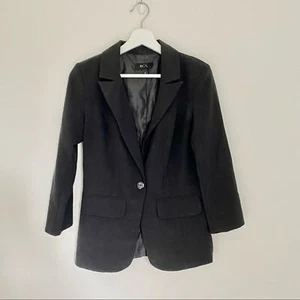 Bcx Black Button Front Lined Blazer Suit Jacket Business Casual Office Medium - Picture 1 of 8