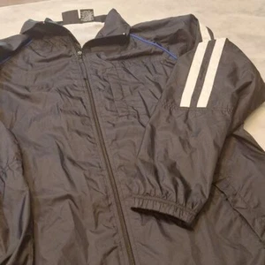 Giacca a vento da pista con colletto nero bianco righe anni 90 Y2k vintage - Foto 1 di 11