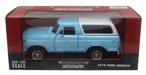 Motormax Showcasts 71373WBU 1978 Ford Bronco 1:24 Mint/Box Hard Top Light Blu\e - Picture 1 of 3
