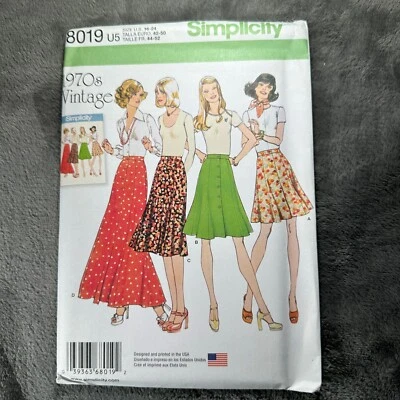 Simplicity 8019 1970s Vintage Skirt Sewing Pattern Maxi Front Button Sz 16–24 - Image 1 of 4