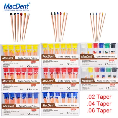 60/120pcs Dental Gutta Percha Points Taper 0.02/0.04/0.06 15-40 45-80 ALL Sizes - Image 1 of 4