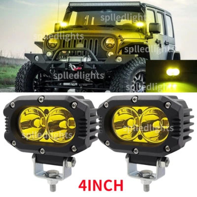 Par de luces LED de trabajo todoterreno Fit Jeep Cherokee XJ techo superior delantero 4"  Foto 1 de 4