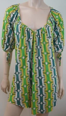 T-BAGS LOS ANGELES Estampado Geométrico Brillante Largo Plisado Túnica Top Talla:S Foto 1 de 4