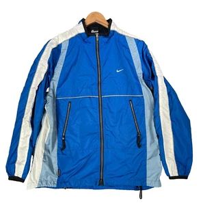 Vintage Nike Jacket Mens Small Blue White Swoosh Logo 90s Alpha Project Casual - Picture 1 of 19