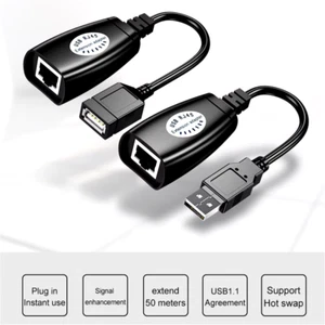 USB 2.0 to CAT5e CAT6 RJ45 LAN Modem Active Extension Adaptor Cable Converter - Picture 1 of 4