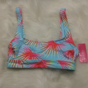 Xhilaration Juniors Blue Floral Bralette Bikini Top Size Small New No Padding - Picture 1 of 4