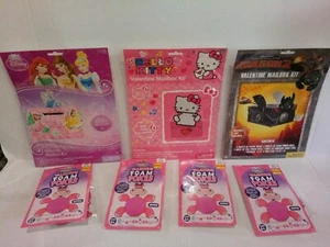 SET Valentinstag Basteln 3 Briefkasten Sets und 4 Schaumstoff Pokes Flusspferde - Bild 1 von 6