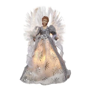 Kurt Adler 16-Inch Fiber Optic White, Silver, and Gray Angel Tree Topper, Mul... - Picture 1 of 1