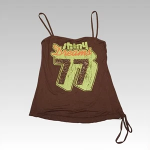 Vintage Y2K Hippie Cami Top Womens Small Brown Graphic Print Shiny Dreams 77 90s - Picture 1 of 7