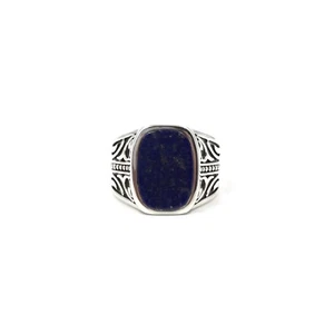 925 Silber Siegel Ring Lapislazuli Bandring Herren Schmuck Lapis 18.4mm / 58 - Bild 1 von 14