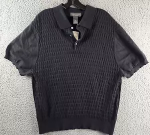 The Men's Store At Bloomingdale's Knitted Polo Sweater Men's XXL Black Textured - Picture 1 of 11