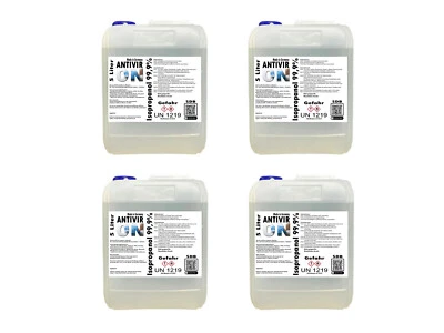 ANTIVIRON 20 Liter Isopropanol Isopropylalkohol IPA 99,9 % Entfetter Kaltreiniger 4x 5L