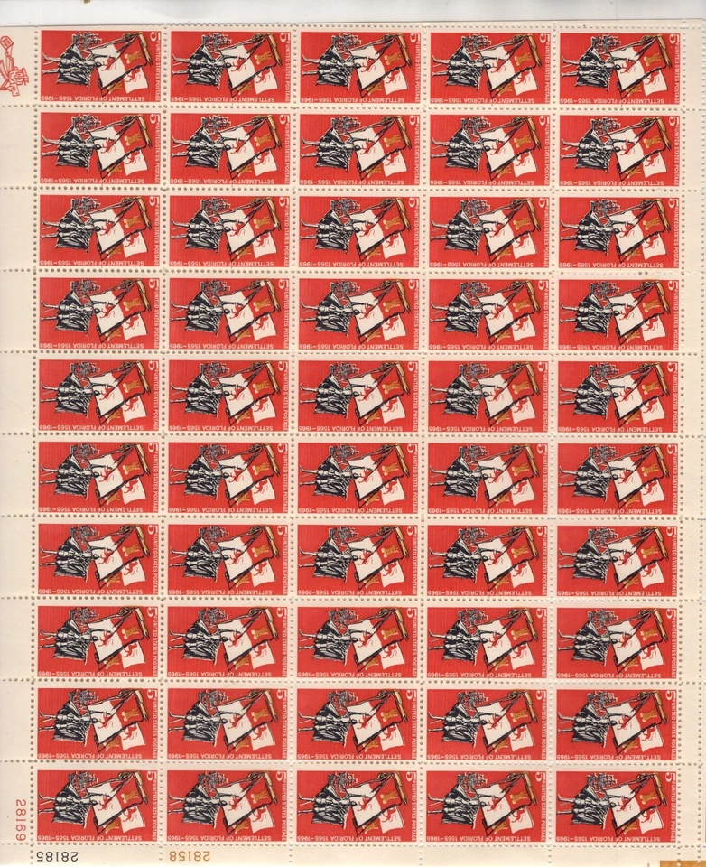 Scott 1271 - Settlement Of Florida. Sheet of 50. MNH. OG.     #02 1271sh50 - Image 1 of 1
