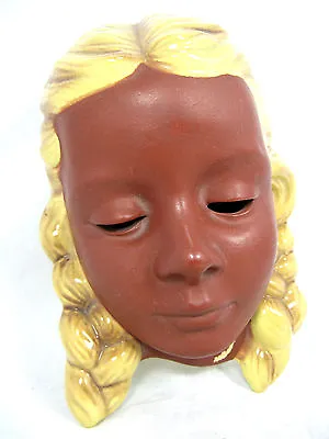 Schöne 50´s Design Cortendorf Keramik Wandmaske / Pottery Wall Mask   3413 • 31.39€