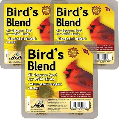 Heath Bird S Blend Suet Cakes Sample Pack, Contains 3 Suet Cakes, Try It, You...