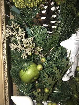 QVC Deco Garland W/Bethlehem Lights Pre-lit 6' White Amaryllis Deluxe NIB $110 - Image 1 of 4