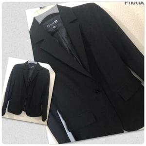 FOREVER 21 Women Juniors Medium Black Blazer One-Button Long Sleeve Lined NWOT - Picture 1 of 18