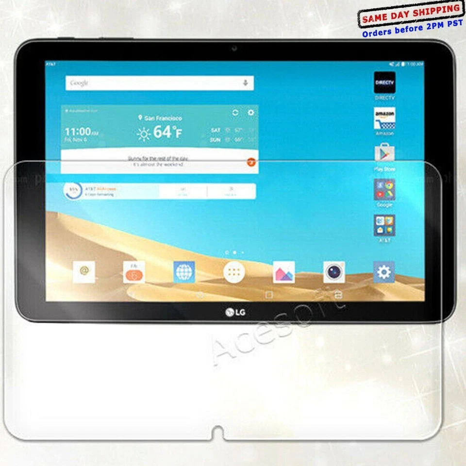Anti-Strike Clear Tempered Glass Screen Protector for LG G Pad X 10.1" V930 AT&T - Image 1 of 1