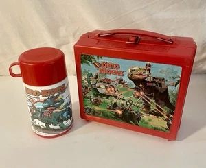 Porta pranzo vintage in plastica Dino Riders con thermos Aladdin 1988 - Foto 1 di 14