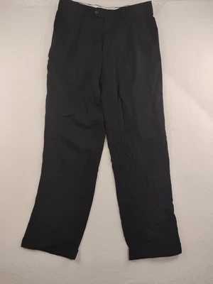 Bill Blass Sandwash Silk Mens 34x32 Black Pleated Dress Slacks Soft - Image 1 of 4