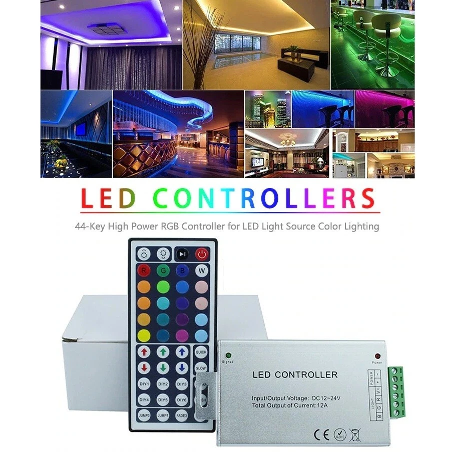 RGB Controller DC 12V 24A With 44 Key RF Wireless Remote For 5050 3528 LED Strip - Image 1 of 4
