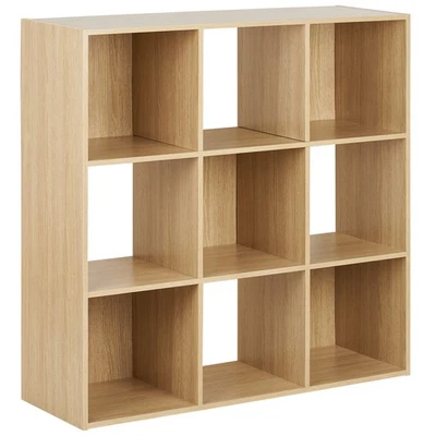 Oak Wood 9 Cube Modular Square Storage/Shelving 3 Tier Shelf Display Unit #623 - Image 1 of 4