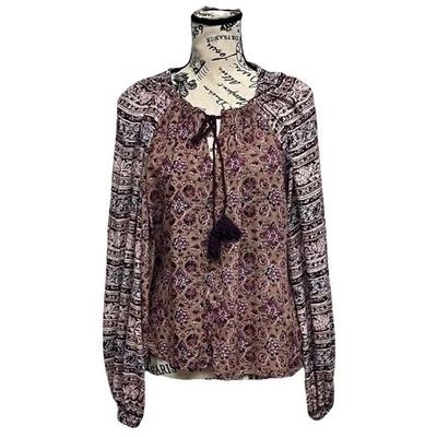 Billabong Paisley Tunic Blouse Sheer Boho Hippie Peasent Coastal Beach Preppy M - Image 1 of 4