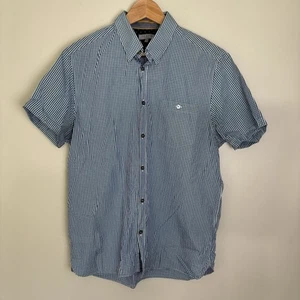 Camisa Ted Baker London Para Hombre “Ojo de Espía” Ajustada Manga Corta-Verde/Azul Cuadros-5/XL - Imagen 1 de 4