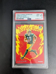 Jordan Love 2020 PANINI DONRUSS RED HOT ROOKIES  RH-JL RC PSA 8 - Picture 1 of 3