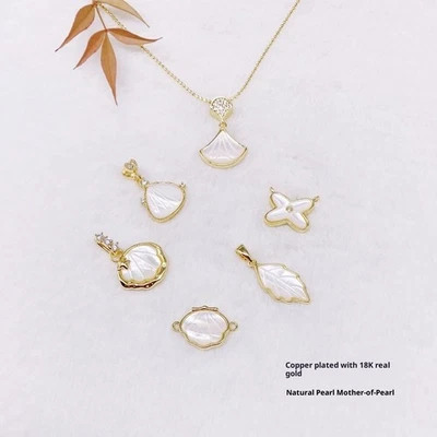 Diy Ornament Accessories Copper Plating 18K Gold Pearl Shell Necklace Bracelet S - Image 1 of 4