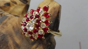 Vintage 14KT HGE Ring by Joseph Esposito for Lind Faux Ruby Garnet Crystal - Picture 1 of 9